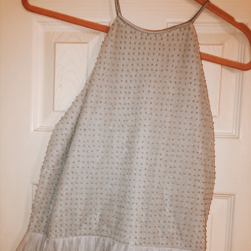 H&M gray tulle midi dress.